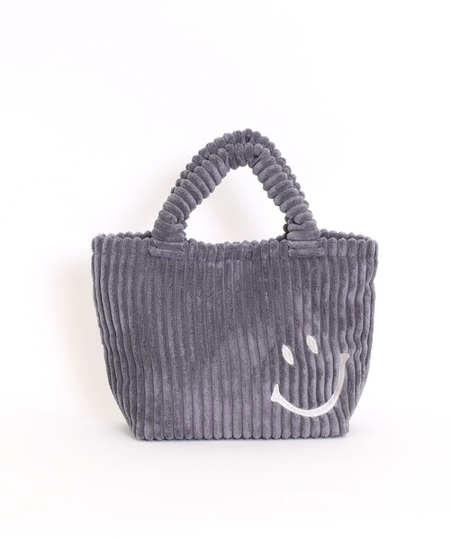 COOCO(クーコ)の「SMILEY コーデュロイ刺繍ランチトートバッグ(トートバッグ・レディース・ブラウン/グレー/ピンク/イエロー/ブルー・FREE)」の10枚目の写真
