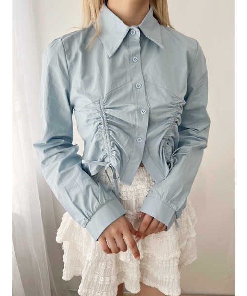 PHILLY（フィリー）の「【PHILLY】ダブルドロスト長袖ブラウス（シャツ/ブラウス・レディース・ホワイト/ブルー/グレー・FREE）」の3枚目の写真