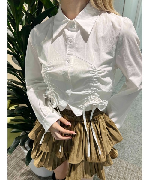 PHILLY（フィリー）の「【PHILLY】ダブルドロスト長袖ブラウス（シャツ/ブラウス・レディース・ホワイト/ブルー/グレー・FREE）」の4枚目の写真