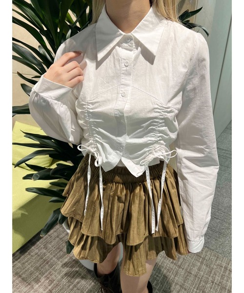 PHILLY（フィリー）の「【PHILLY】ダブルドロスト長袖ブラウス（シャツ/ブラウス・レディース・ホワイト/ブルー/グレー・FREE）」の6枚目の写真