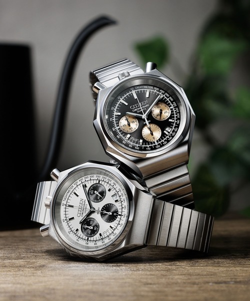 RECORD LABEL(レコードレーベル)の「RECORD LABEL レコードレーベル エコ・ドライブ TSUNO CHRONO Custom Limited(アナログ腕時計・メンズ・シルバー/シルバー×ブラック・FREE)」の2枚目の写真
