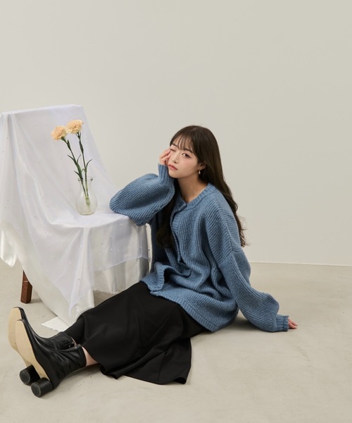 Auntie Rosa(アンティローザ)の「【karin】ボリュームニットカーディガン(カーディガン/ボレロ・レディース・ブルー/ベージュ・FREE)」の13枚目の写真