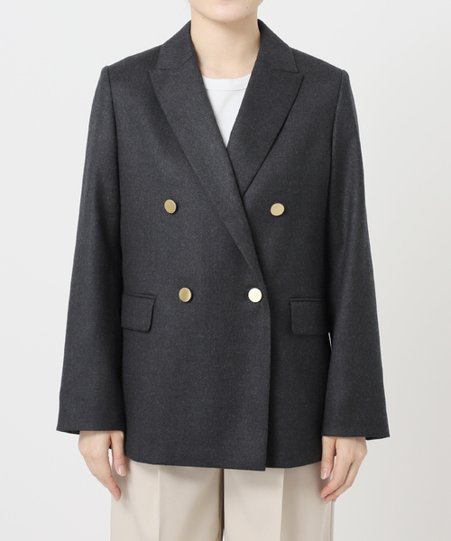新品 ノーブル ピークドJK ピークドジャケット ブラウン 36 Noble（ノーブル）の「ウールフラノピークドラペルジャケット