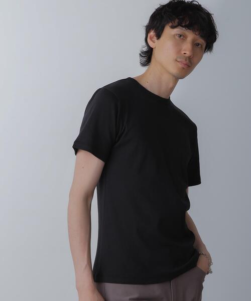 NANO universe(ナノユニバース)の「フライスクルーネックTシャツ(Tシャツ/カットソー・メンズ・ブラック/その他1/ホワイト・M/L)」の4枚目の写真