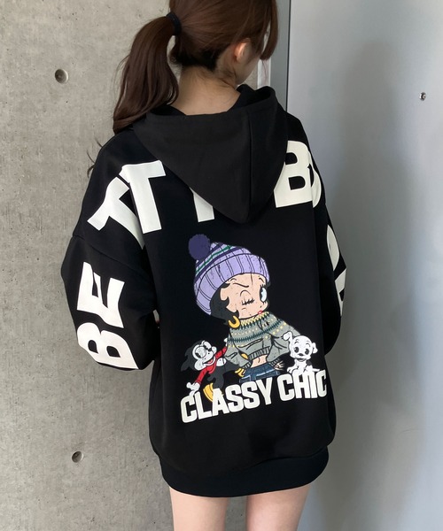 GLAMOROUS JANE（グラマラスジェーン）の「裏起毛BETTY BOOPバックプリントパーカー（パーカー・レディース・チャコールグレー/杢グレー/ブラック・FREE）」の11枚目の写真