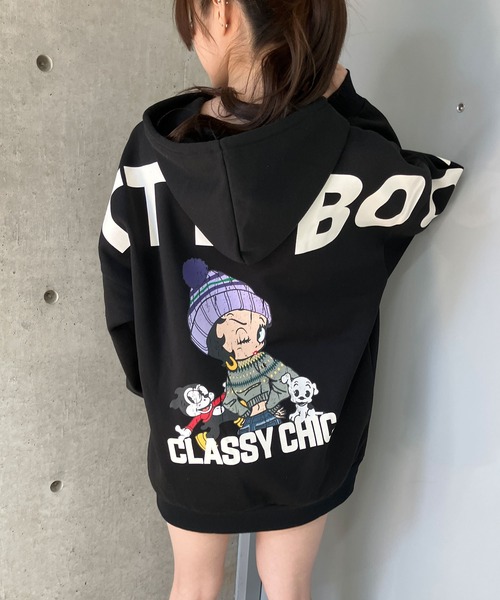GLAMOROUS JANE（グラマラスジェーン）の「裏起毛BETTY BOOPバックプリントパーカー（パーカー・レディース・チャコールグレー/杢グレー/ブラック・FREE）」の12枚目の写真