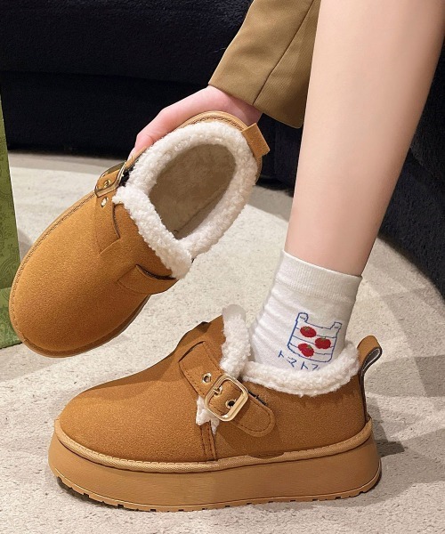 Miniministore（ミニミニストア）の「厚底ムートンブーツ 裏起毛ショートブーツ（ブーツ・レディース・ブラック/ベージュ/キャメル・23.0cm/23.5cm/24.0cm/24.5cm/25.0cm）」の3枚目の写真