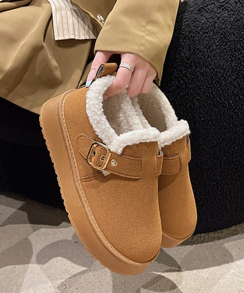 Miniministore（ミニミニストア）の「厚底ムートンブーツ 裏起毛ショートブーツ（ブーツ・レディース・ブラック/ベージュ/キャメル・23.0cm/23.5cm/24.0cm/24.5cm/25.0cm）」の5枚目の写真