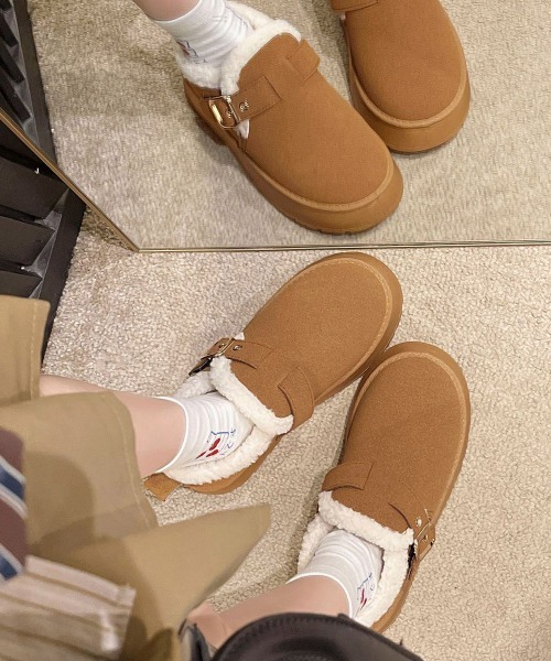 Miniministore（ミニミニストア）の「厚底ムートンブーツ 裏起毛ショートブーツ（ブーツ・レディース・ブラック/ベージュ/キャメル・23.0cm/23.5cm/24.0cm/24.5cm/25.0cm）」の6枚目の写真
