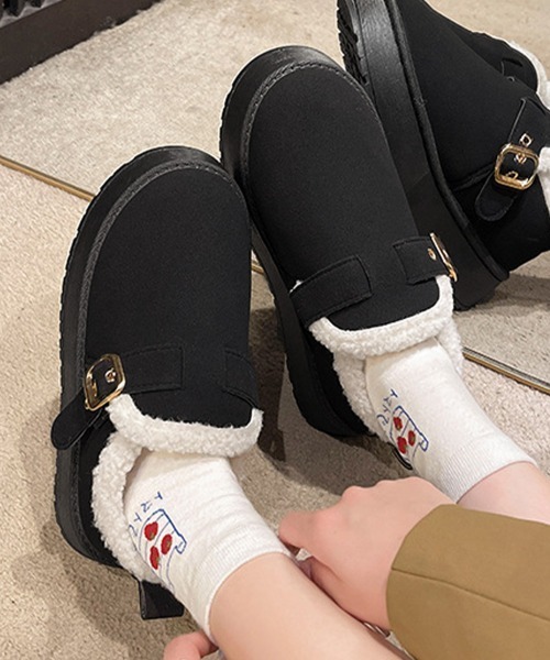 Miniministore（ミニミニストア）の「厚底ムートンブーツ 裏起毛ショートブーツ（ブーツ・レディース・ブラック/ベージュ/キャメル・23.0cm/23.5cm/24.0cm/24.5cm/25.0cm）」の8枚目の写真