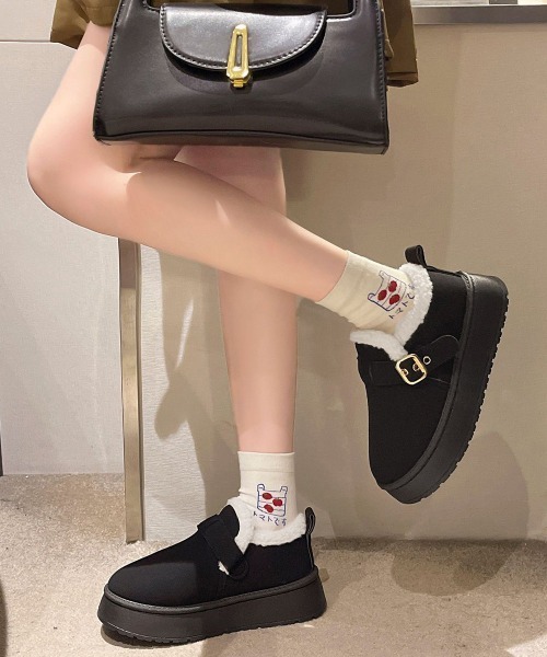 Miniministore（ミニミニストア）の「厚底ムートンブーツ 裏起毛ショートブーツ（ブーツ・レディース・ブラック/ベージュ/キャメル・23.0cm/23.5cm/24.0cm/24.5cm/25.0cm）」の9枚目の写真
