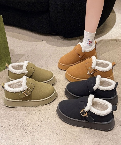 Miniministore（ミニミニストア）の「厚底ムートンブーツ 裏起毛ショートブーツ（ブーツ・レディース・ブラック/ベージュ/キャメル・23.0cm/23.5cm/24.0cm/24.5cm/25.0cm）」の13枚目の写真