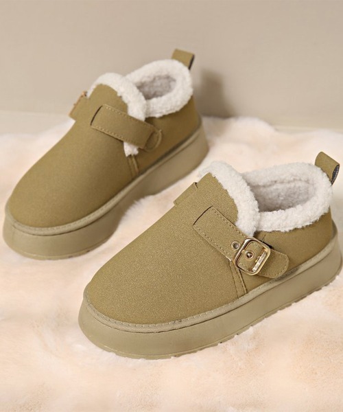 Miniministore（ミニミニストア）の「厚底ムートンブーツ 裏起毛ショートブーツ（ブーツ・レディース・ブラック/ベージュ/キャメル・23.0cm/23.5cm/24.0cm/24.5cm/25.0cm）」の17枚目の写真