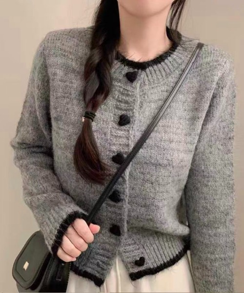 セール】レッドハートボタンニットカーディガン（カーディガン/ボレロ