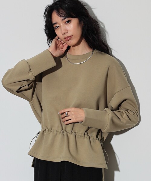 GALLEST(ギャレスト)の「◆スピンドルボンディングトップス(Tシャツ/カットソー・レディース・ブラック/オリーブ/アイボリー・38)」の1枚目の写真