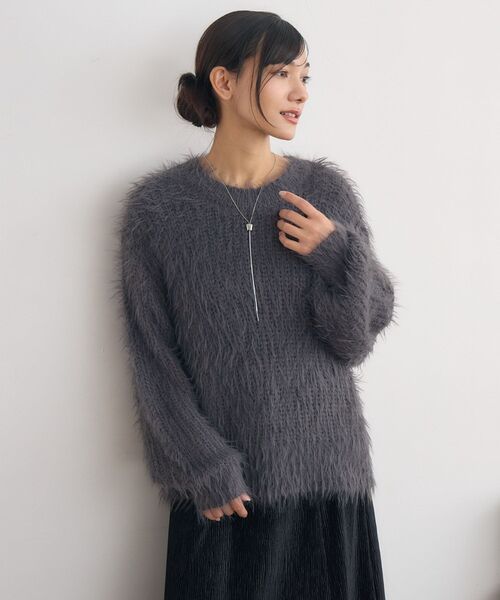 RETRO GIRL(レトロガール)の「【S/Lサイズ】シャギーNTPO(ニット/セーター・レディース・ナチュラル/チャコールグレー/ブラウン・LARGE/SMALL)」の14枚目の写真