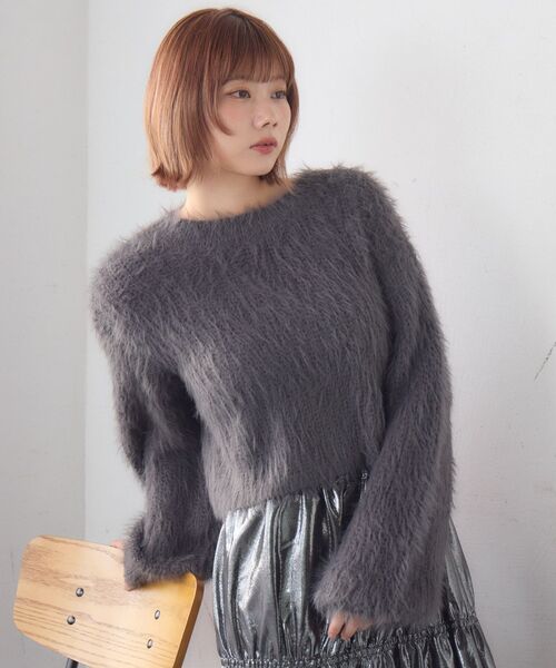 RETRO GIRL(レトロガール)の「【S/Lサイズ】シャギーNTPO(ニット/セーター・レディース・ナチュラル/チャコールグレー/ブラウン・LARGE/SMALL)」の8枚目の写真