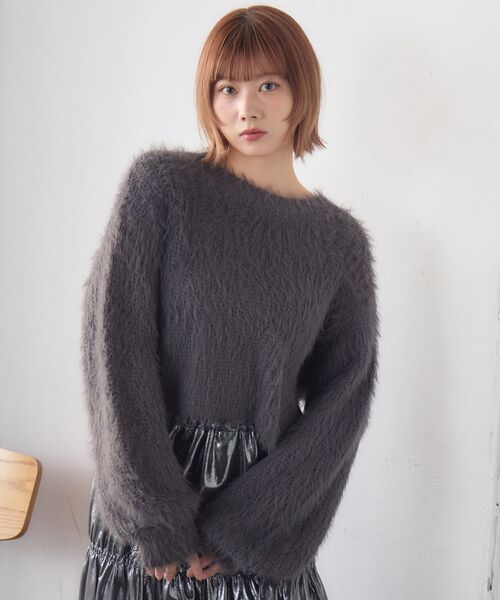 RETRO GIRL(レトロガール)の「【S/Lサイズ】シャギーNTPO(ニット/セーター・レディース・ナチュラル/チャコールグレー/ブラウン・LARGE/SMALL)」の9枚目の写真