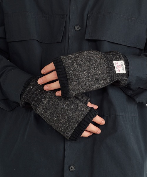 HARRIS TWEED(ハリスツイード)の「【SETUP7】HARRIS フィンガーレスショートグローブ メンズ手袋 WINGI(手袋・メンズ・グレー系その他2/ネイビー系1/グレー系1・FREE)」の1枚目の写真