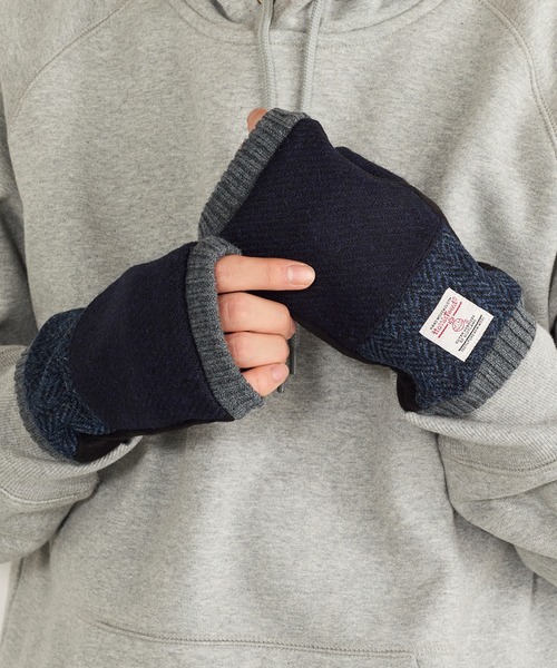 HARRIS TWEED(ハリスツイード)の「【SETUP7】HARRIS フィンガーレスショートグローブ メンズ手袋 WINGI(手袋・メンズ・グレー系その他2/ネイビー系1/グレー系1・FREE)」の7枚目の写真