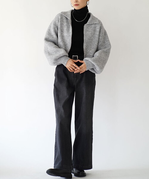 e-zakkamania stores(イーザッカマニアストアーズ)の「ダブルジップ ニットカーデ(ニット/セーター・レディース・杢グレー/ブラック/アイボリー・M)」の9枚目の写真
