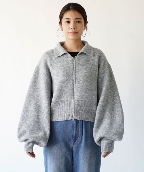 e-zakkamania stores(イーザッカマニアストアーズ)の「ダブルジップ ニットカーデ(ニット/セーター・レディース・杢グレー/ブラック/アイボリー・M)」の13枚目の写真