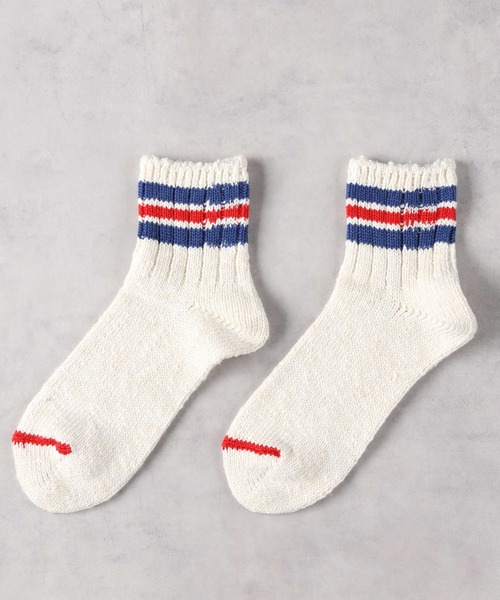 Right-on（ライトオン）の「【ANONYMOUSISM】3ラインスラブクォーターソックス（ソックス/靴下・メンズ・グレー/グリーン/レッド・フリー）」の3枚目の写真