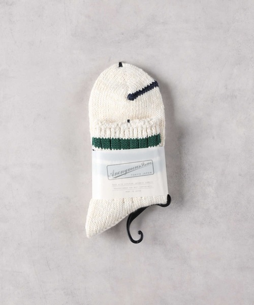 Right-on（ライトオン）の「【ANONYMOUSISM】3ラインスラブクォーターソックス（ソックス/靴下・メンズ・グレー/グリーン/レッド・フリー）」の4枚目の写真