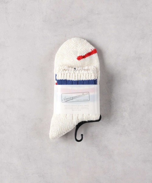 Right-on（ライトオン）の「【ANONYMOUSISM】3ラインスラブクォーターソックス（ソックス/靴下・メンズ・グレー/グリーン/レッド・フリー）」の5枚目の写真