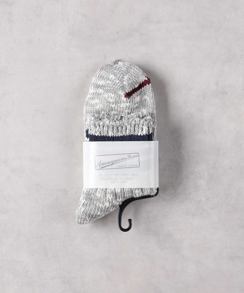 Right-on（ライトオン）の「【ANONYMOUSISM】3ラインスラブクォーターソックス（ソックス/靴下・メンズ・グレー/グリーン/レッド・フリー）」の6枚目の写真