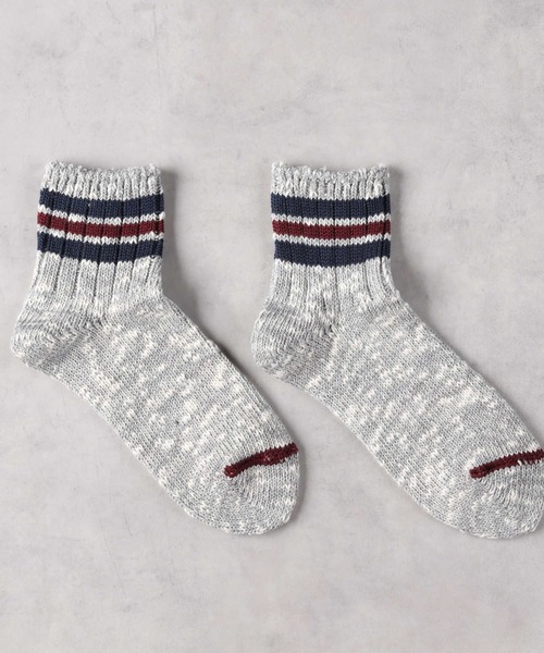 Right-on（ライトオン）の「【ANONYMOUSISM】3ラインスラブクォーターソックス（ソックス/靴下・メンズ・グレー/グリーン/レッド・フリー）」の7枚目の写真