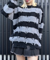 Figments | デストロイボーダーニット(ニット/セーター)