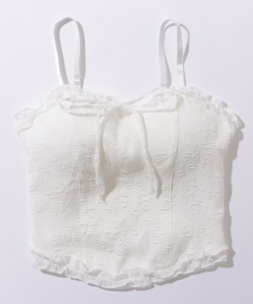 Lace Ladies（レースレディース）の「ハートネック フリル リボン コンパクト カップ付き キャミソール（キャミソール・レディース・ブラック/ホワイト・FREE）」の9枚目の写真
