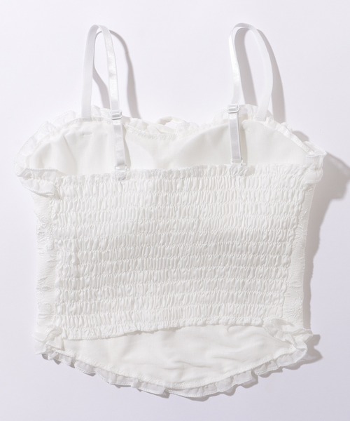 Lace Ladies（レースレディース）の「ハートネック フリル リボン コンパクト カップ付き キャミソール（キャミソール・レディース・ブラック/ホワイト・FREE）」の8枚目の写真