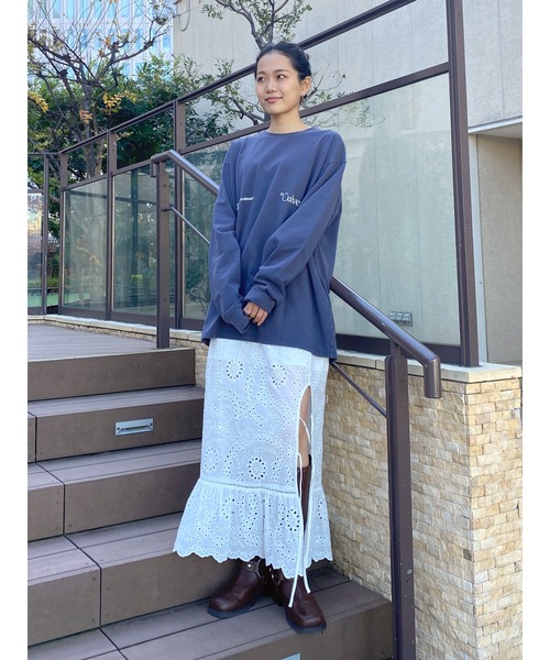 【SALE】 長袖Ｔシャツ ロンT レディース 売れ筋商品|||Ungrid アングリッド ヴィンテージウォッシュロゴロングスリーブTee セール セール】【UNISEX/ユニセックス】ヴィンテージウォッシュロゴ