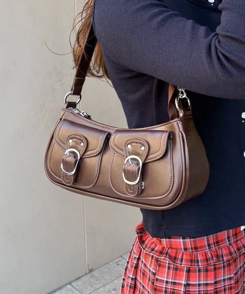 nomnom（ノムノム）の「【nomnom】アウトポケット2WAYショルダーバッグ（ショルダーバッグ・レディース・ブラウン/オフホワイト/ブラック・FREE）」の2枚目の写真