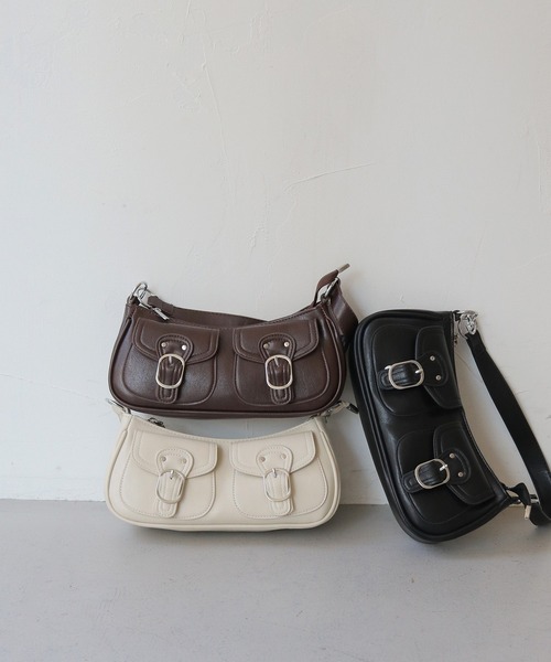 nomnom（ノムノム）の「【nomnom】アウトポケット2WAYショルダーバッグ（ショルダーバッグ・レディース・ブラウン/オフホワイト/ブラック・FREE）」の4枚目の写真