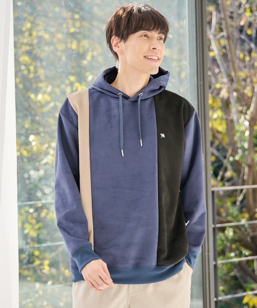 カットスウェード カラーブロッキング フーディ（パーカー）｜Arnold Palmer（アーノルドパーマー）