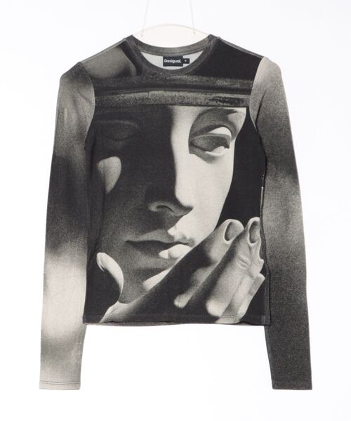Desigual（デシグアル）の「アートポートレイト Tシャツロングスリーブ（Tシャツ/カットソー・レディース・ブラック・M/XS/XL/L/S）」の4枚目の写真
