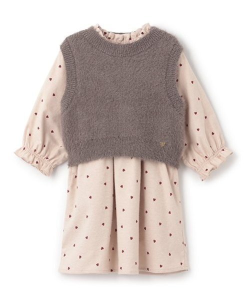 petit main(プティマイン)の「【リンク】ベストつき柄ワンピース(キッズ)(ワンピース・キッズ・レッド/チャコール/アイボリー・80cm/120cm/100cm/110cm/130cm/90cm)」の20枚目の写真
