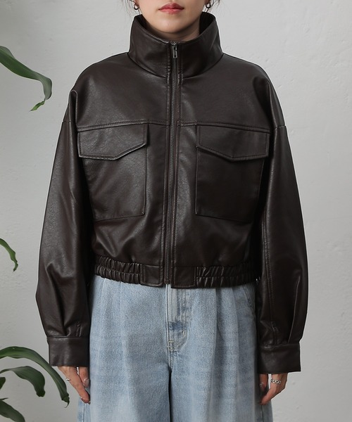 セール】フェイクレザーショートブルゾン（ブルゾン）｜COLONY 2139