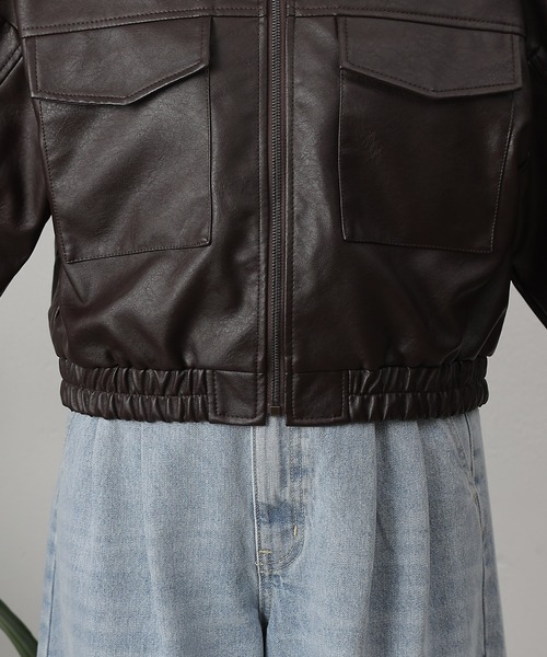 COLONY 2139（コロニートゥーワンスリーナイン）の「フェイクレザーショートブルゾン（ライダースジャケット・レディース・ブラウン/ブラック/アイボリー・FREE）」の17枚目の写真