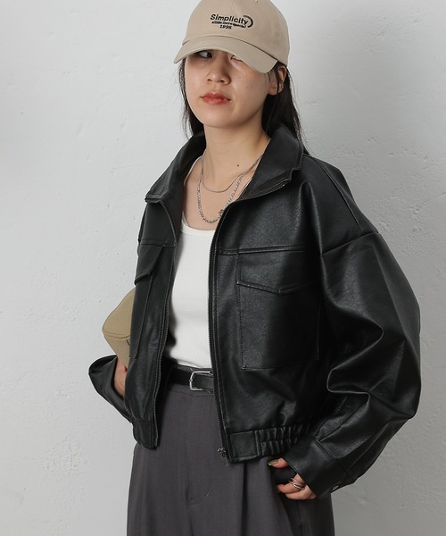 セール】フェイクレザーショートブルゾン（ブルゾン）｜COLONY 2139
