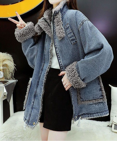 セール】インナーファー デニムGジャン（デニムジャケット）｜BLANC