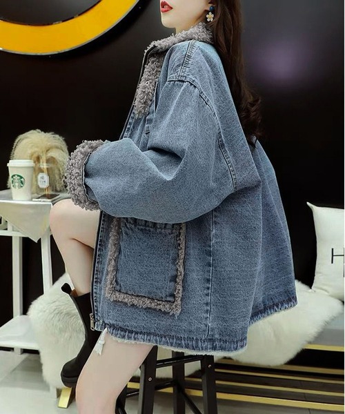 BLANC FICELLE(ブランフィセル)の「インナーファー デニムGジャン(デニムジャケット・レディース・インディゴブルー/ブラック・M/XL/L/S)」の11枚目の写真