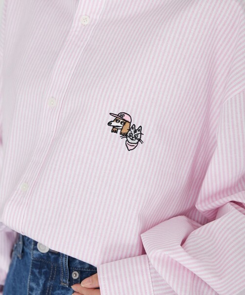 coen（コーエン）の「YUJIRO KOYAMA（小山ゆうじろう）コラボストライプオックスシャツ（シャツ/ブラウス・メンズ・ライトピンク/ライトブルー・M/L/XL）」の6枚目の写真