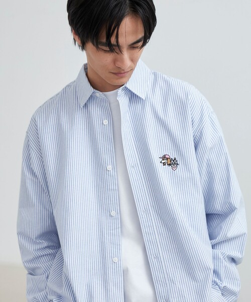 coen（コーエン）の「YUJIRO KOYAMA（小山ゆうじろう）コラボストライプオックスシャツ（シャツ/ブラウス・メンズ・ライトピンク/ライトブルー・M/L/XL）」の10枚目の写真