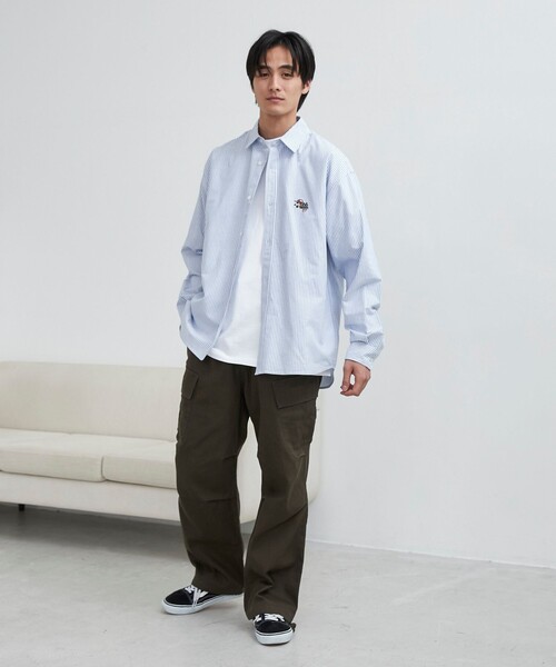 coen（コーエン）の「YUJIRO KOYAMA（小山ゆうじろう）コラボストライプオックスシャツ（シャツ/ブラウス・メンズ・ライトピンク/ライトブルー・M/L/XL）」の12枚目の写真