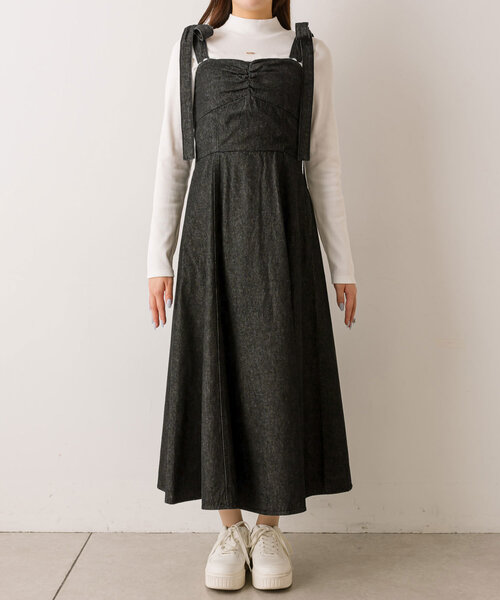 OLIVE des OLIVE(オリーブデオリーブ)の「肩リボンデニムキャミワンピース(ワンピース・レディース・オフホワイト/ブラック/インディゴブルー/ブルー・SMALL/MEDIUM)」の20枚目の写真