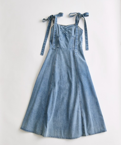 OLIVE des OLIVE(オリーブデオリーブ)の「肩リボンデニムキャミワンピース(ワンピース・レディース・オフホワイト/ブラック/インディゴブルー/ブルー・SMALL/MEDIUM)」の15枚目の写真